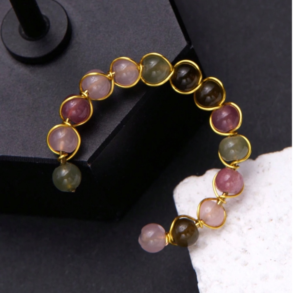 Unique Creative Random Color Beads Open Ring - Picture 2 of 4
